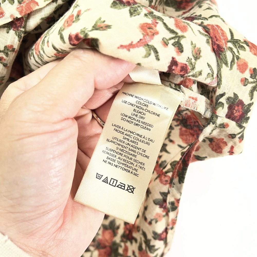 Free People Puff Sleeve Button Front Blouse Womens Medium Floral Cottagecore - Picture 11 of 14